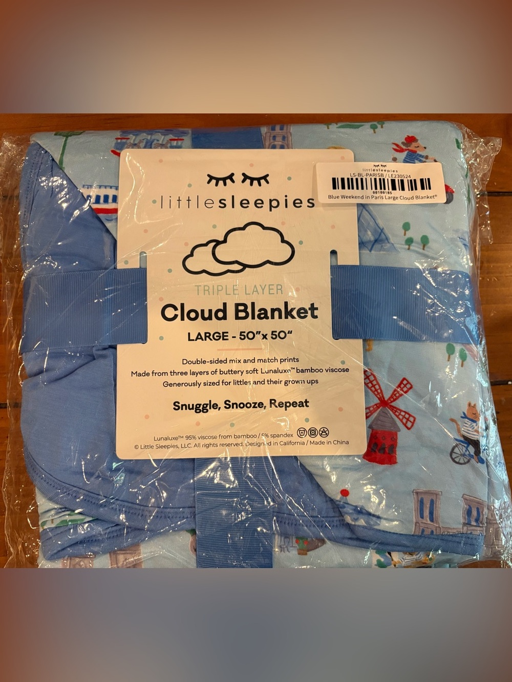 Little Sleepies Blue Weekend in Paris Cloud Blanket